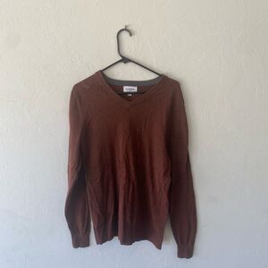 Goodfellow Men maroon burgundy long sleeve v neck sweater